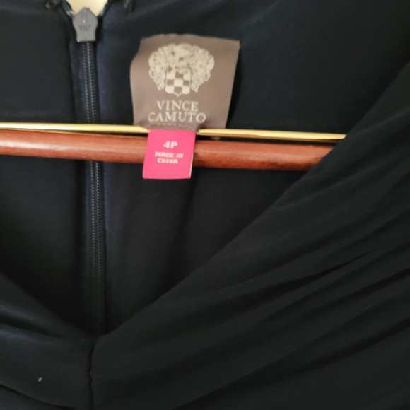 VINCE CAMUTOPortrait Collar Ruched Evening Gown In Navy - Picture 5 of 8